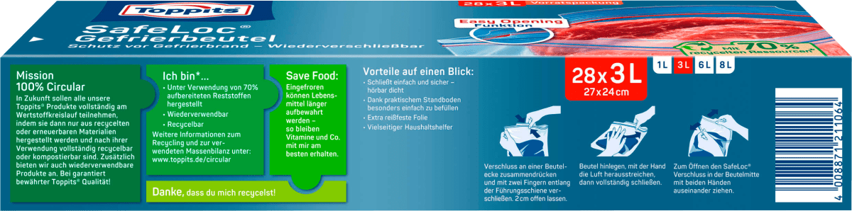 Gefrierbeutel 3 L mit Doppelverschluss, 28 St
