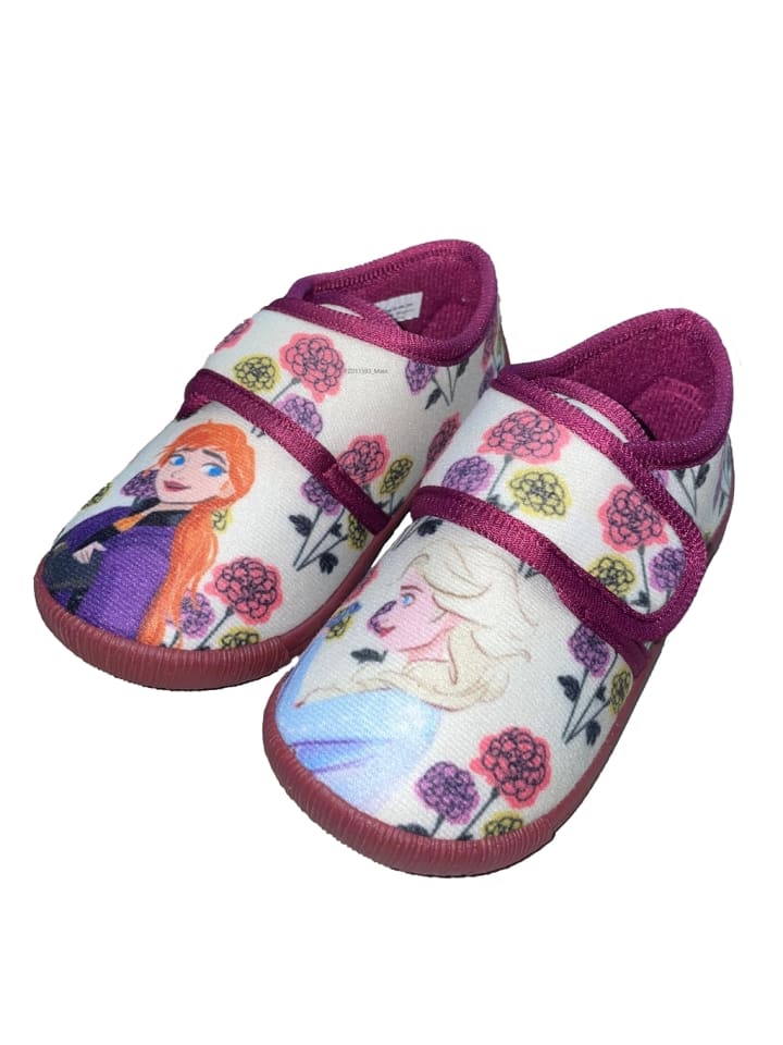 Disney Frozen Hausschuhe mit Frozen Anna und Elsa Motiv, in wollweiß, mit klettverschluss günstig kaufen