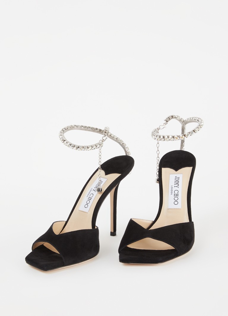 Sandales Jimmy Choo SAEDA 100 % daim avec cristaux