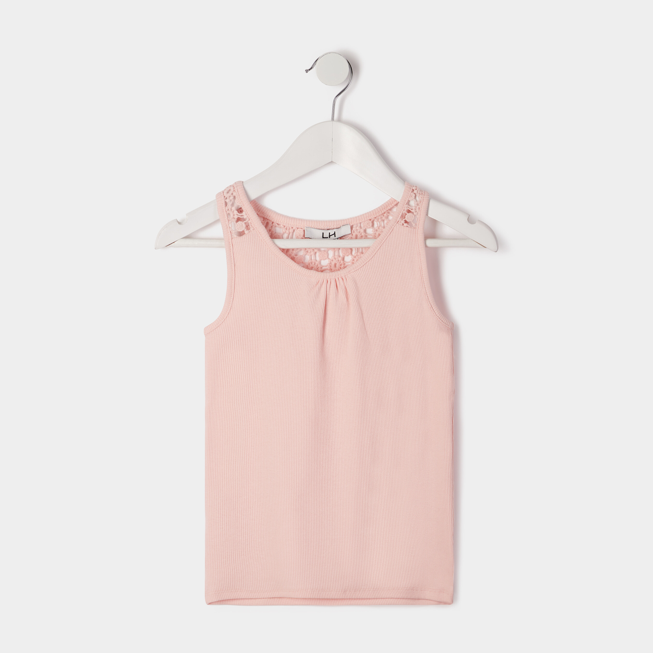 Débardeur coton détail macramé rose clair fille | La Halle