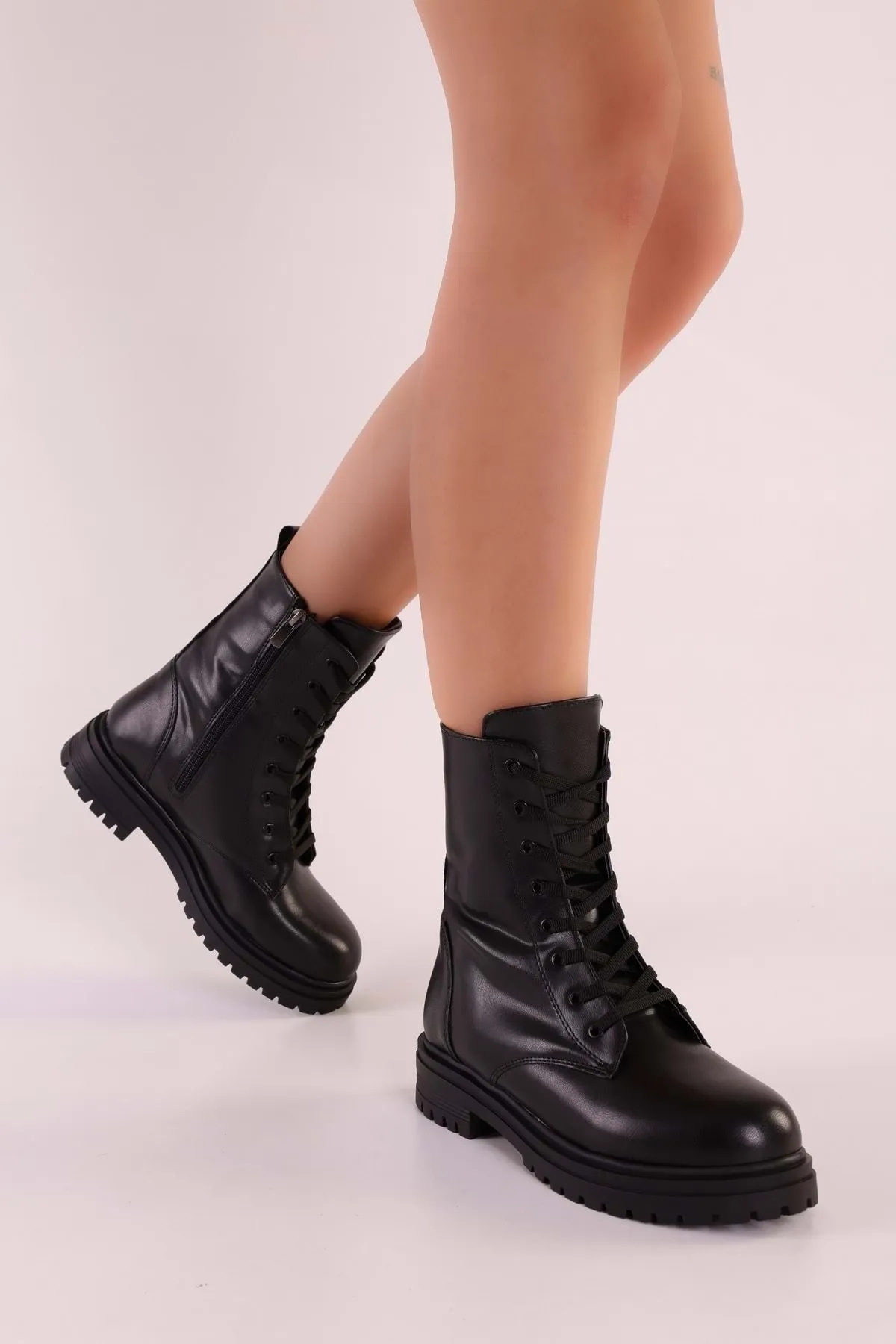 Shoeberry  Aleah Black Skin Damenstiefel Black Skin