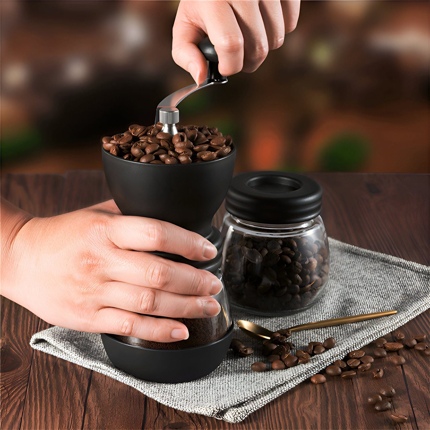 flowgoer Kaffeemühle Manuelle Kaffeemühle aus Glas