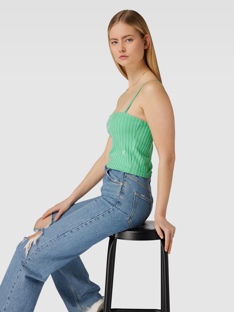 Crop Top im Ripp-Look in grün