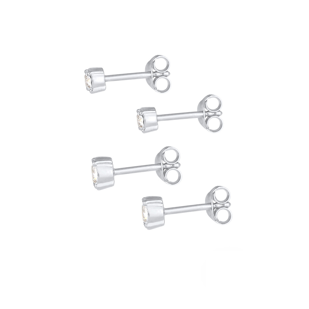 Elli Elli Boucles d'Oreilles Dames clous d'oreilles set de 2 avec cristaux en argent s Boucles d'oreilles