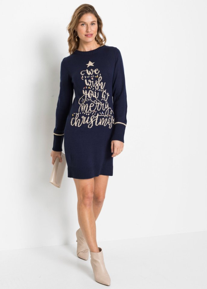 Strickkleid mit Weihnachtsmotiv