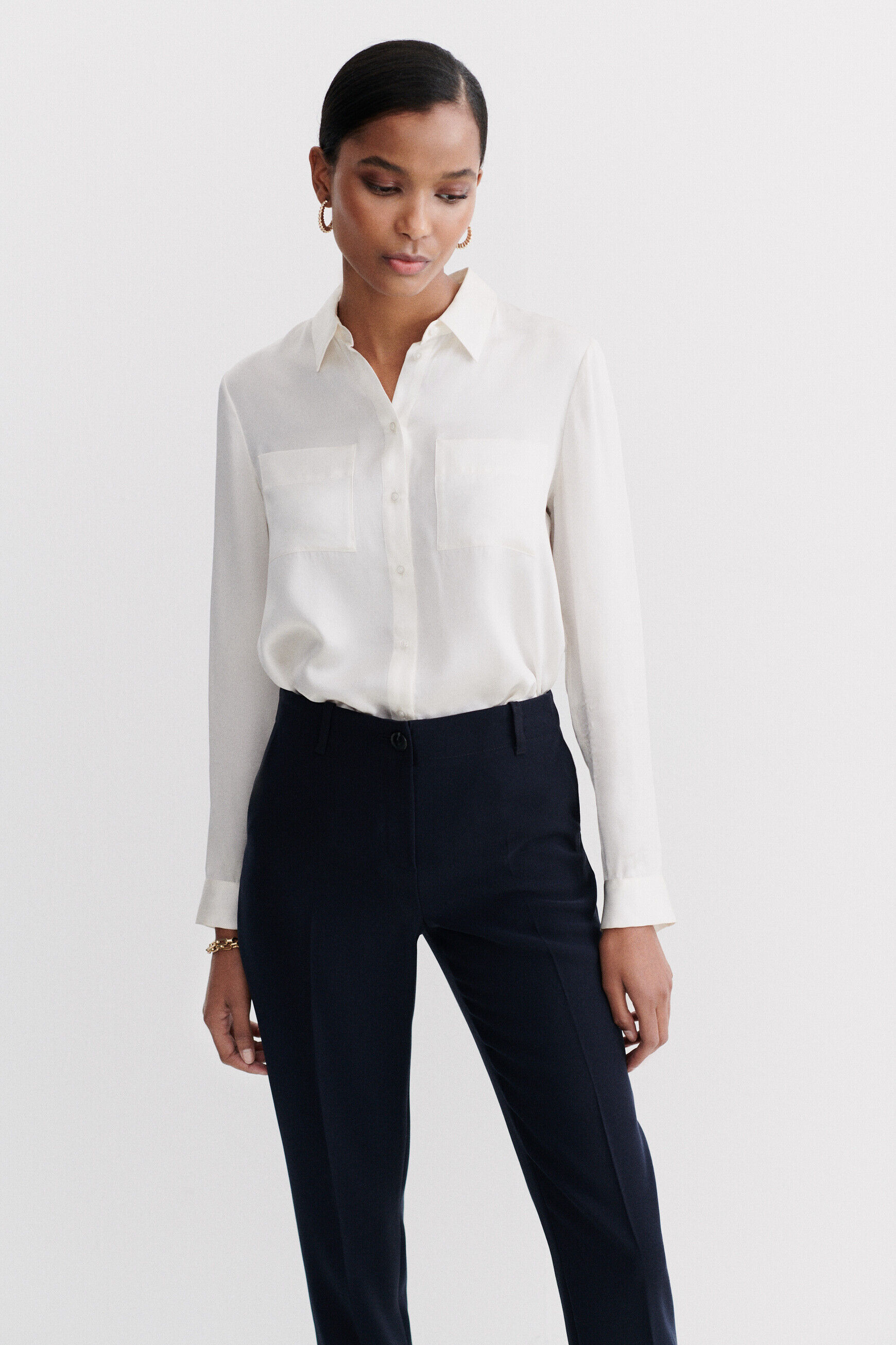 chemise jeanne b en soie ivoire femme