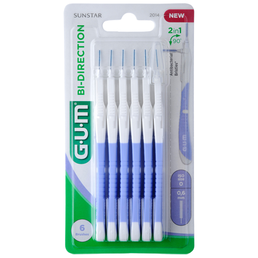 GUM BI-DIRECTION Interdentalb.0,6 mm hellblau  6 St  Zahnbürste
