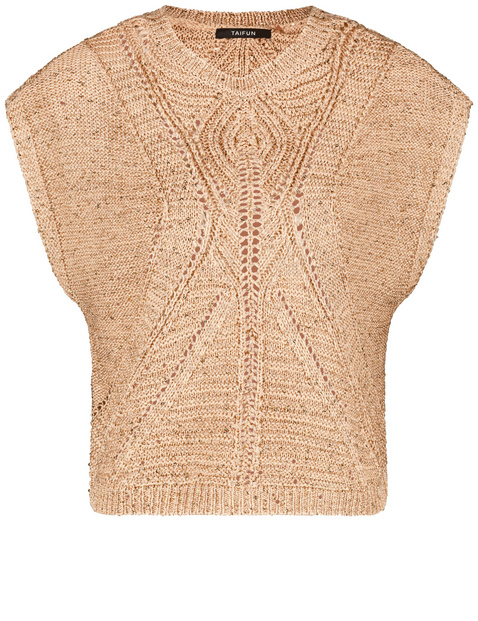 Kurzarmpullover mit transparentem Ajoursmuster