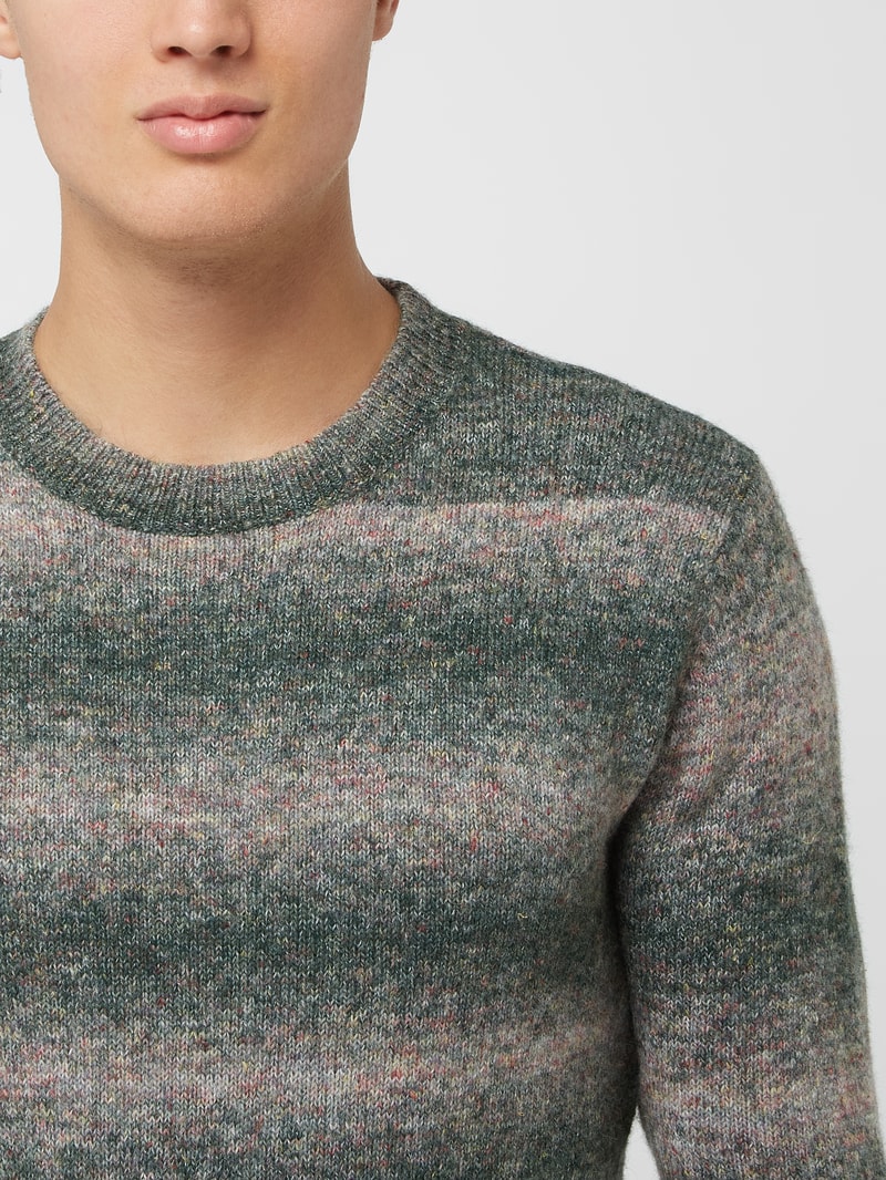 Pullover aus Wollmischung in olivgrün meliert