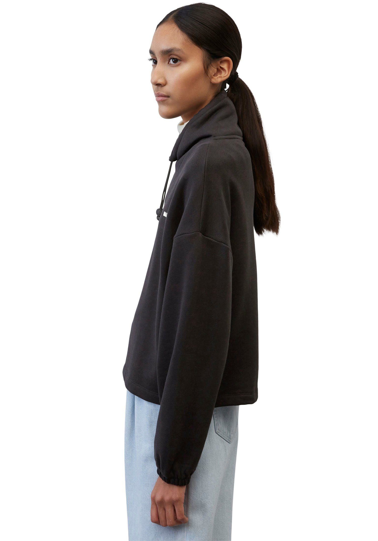 Marc O'Polo DENIM Kapuzensweatshirt mit besonderer Kragenlösung und Kordelzug