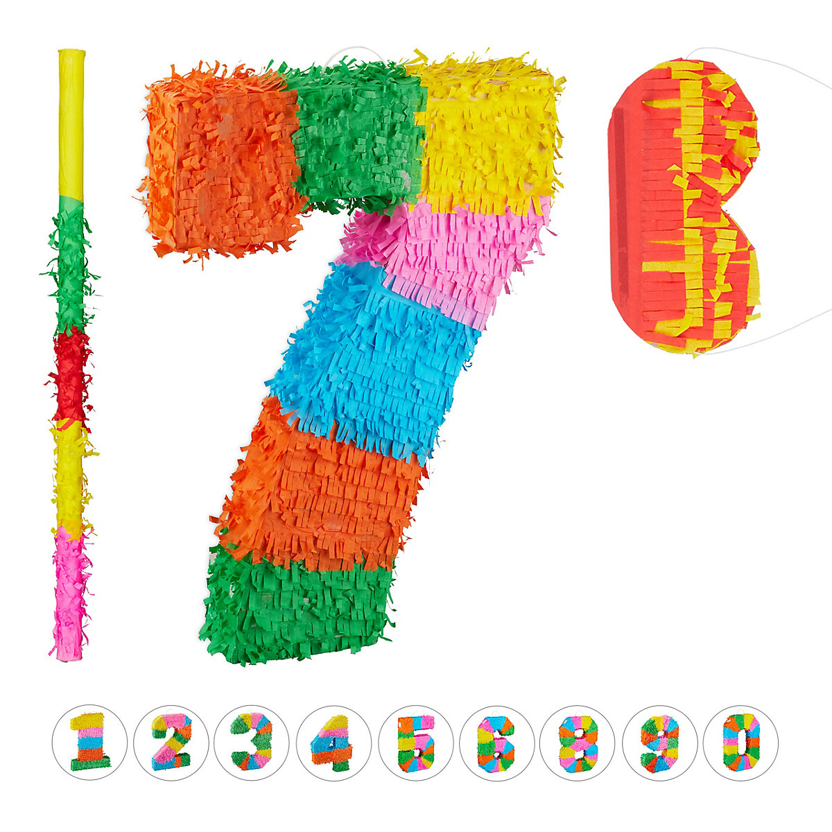 3-teiliges Pinata Set Zahl 7