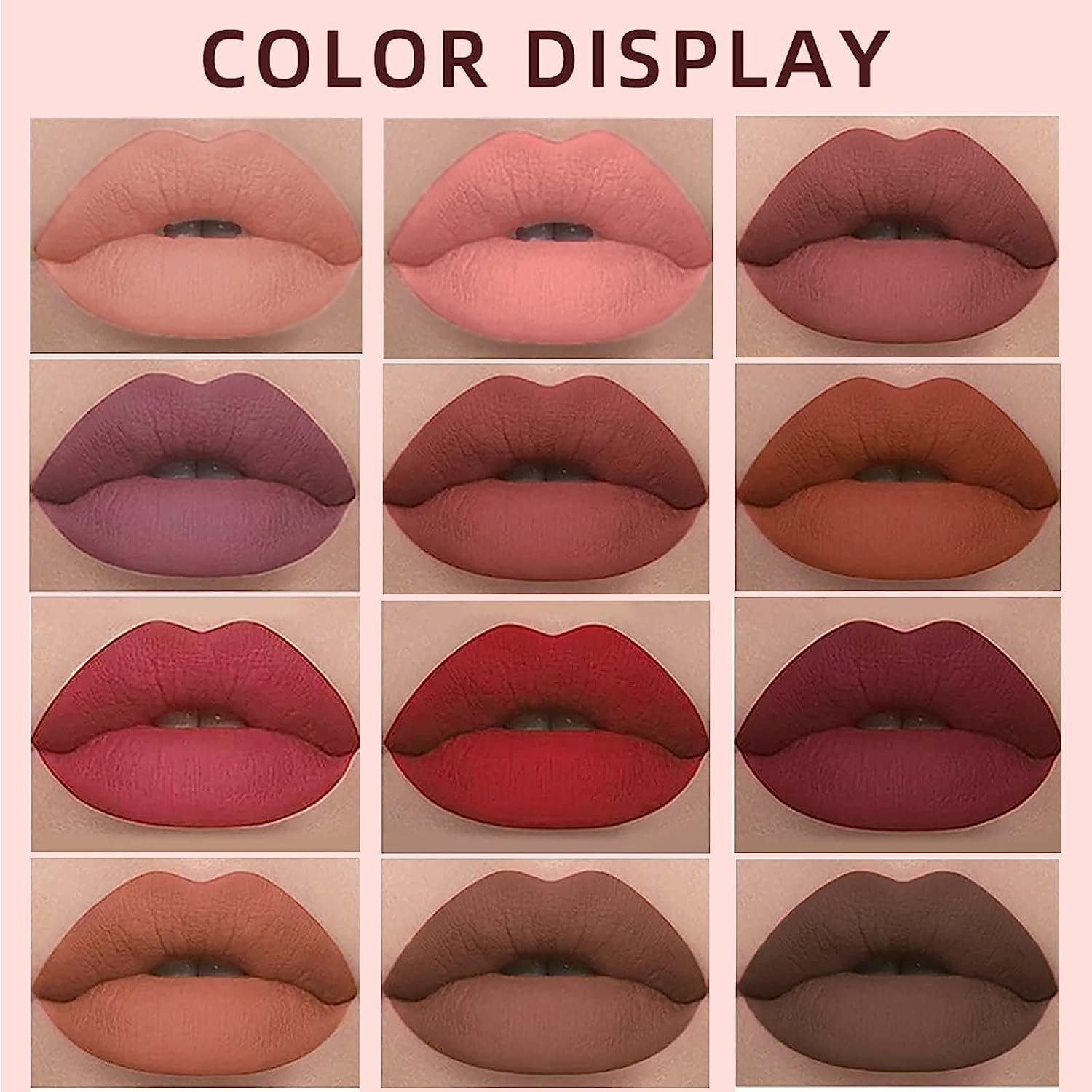 Haiaveng Lippenstift-Set 12 Farben matt flüssiger lippenstift set lipgloss set Make-up, Wasserdichte flüssige Lippen stifte für Damen