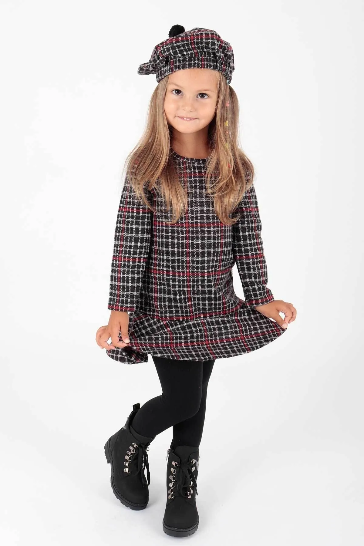 AHENGİM  Trendkleid mit Hut und Volant für Mädchen Ak2200