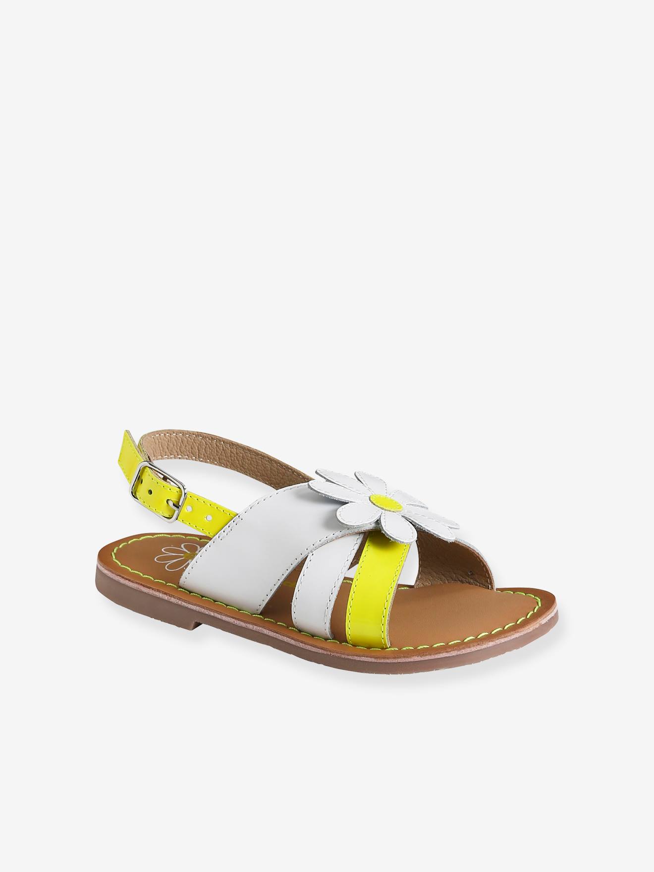 Vertbaudet Mädchen Sandalen, Neon-Details - weiß