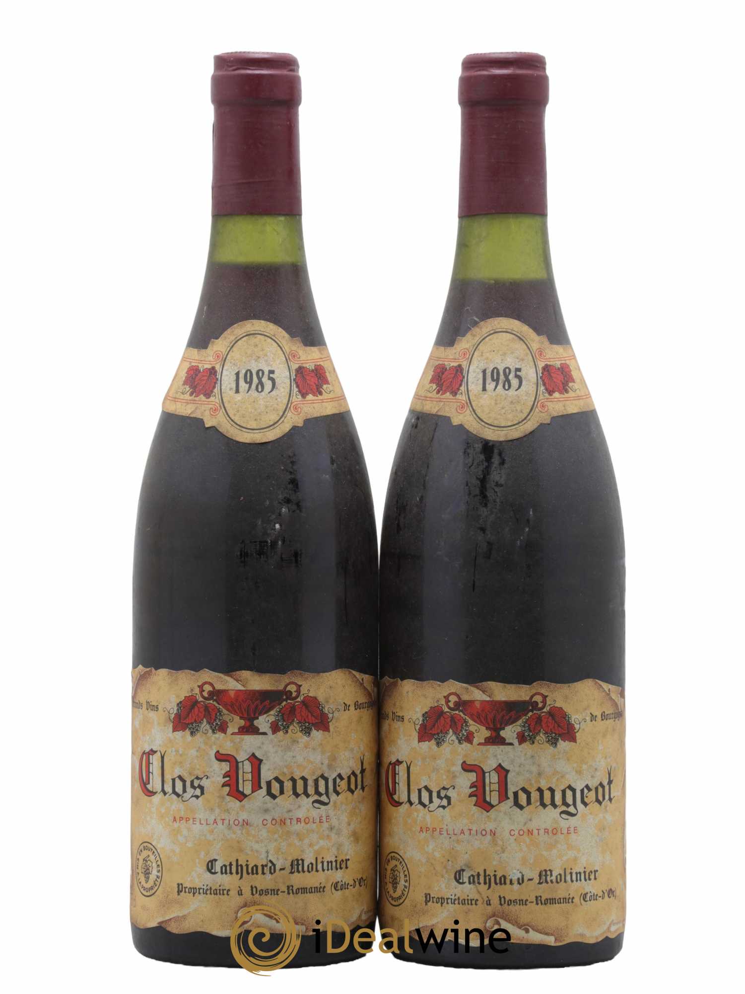 Clos de Vougeot Grand Cru Cathiard Molinier 1985 - Lot de 2 Bouteilles