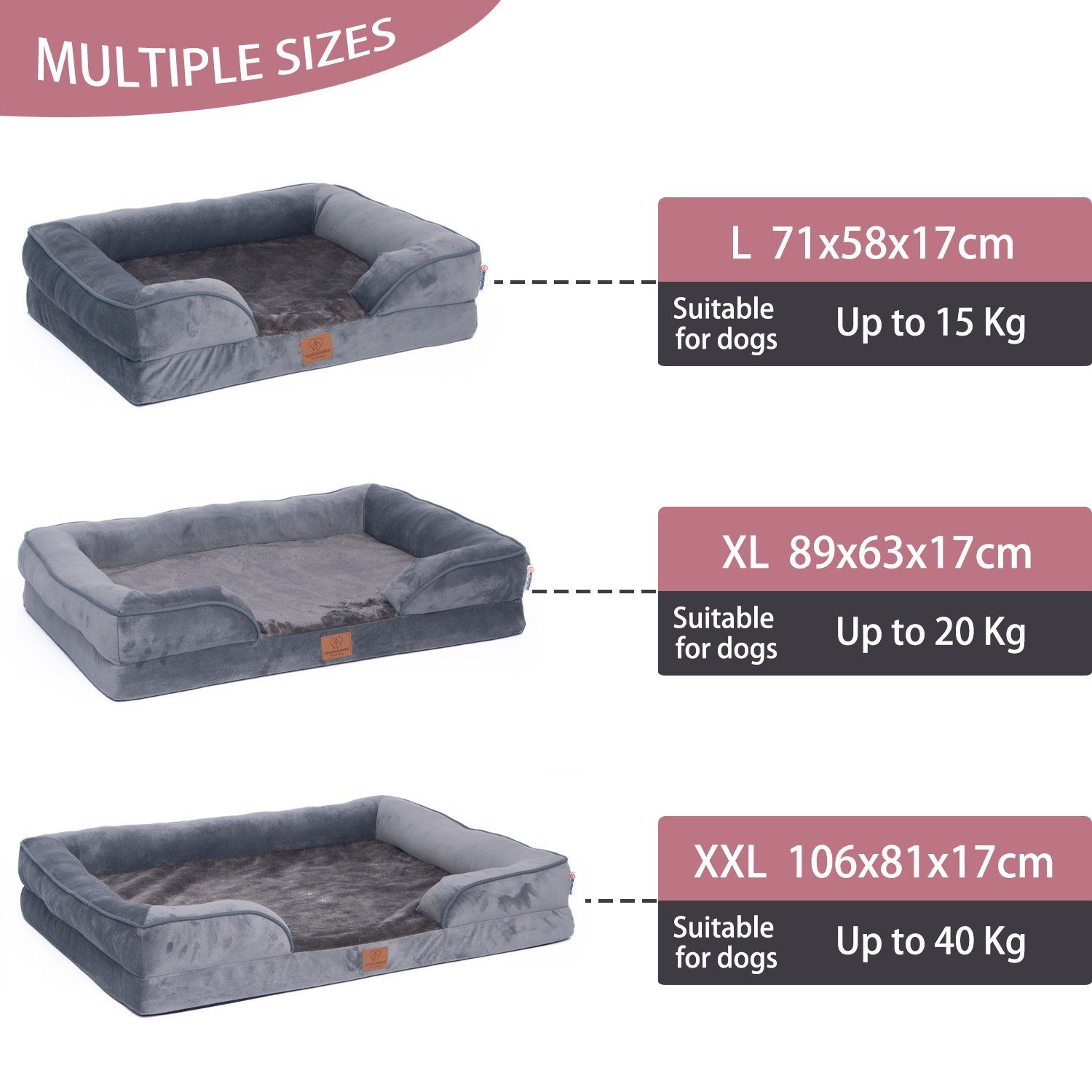 Warenhammer Tierbett Orthopädisches Premium Hundebett, flauschig weich, Abnehmbar,Waschbar, verschiedene Grössen