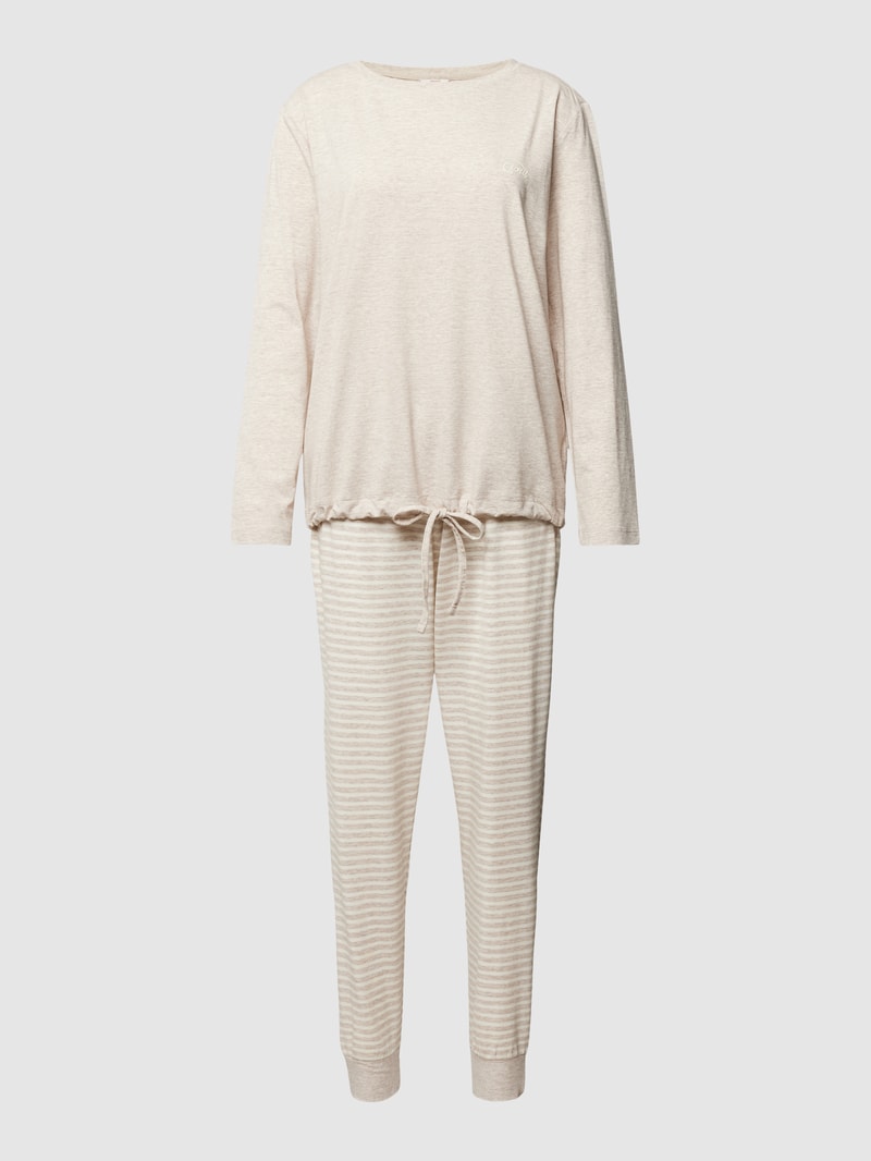 Pyjama mit Streifenmuster Modell 'MODERN STRIPES' in beige