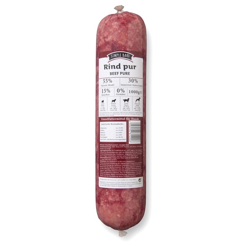 Simple BARF BARF/ Frostfutter Simple BARF Rind pur 24x1 kg