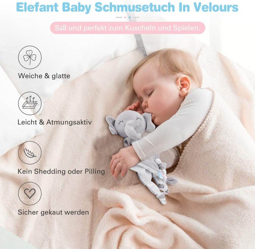 Runxizhou Schnuffeltuch Schmusetuch Elefant,Schnuffeltuch 0+ Monaten Kuscheltuch, (1-tlg)