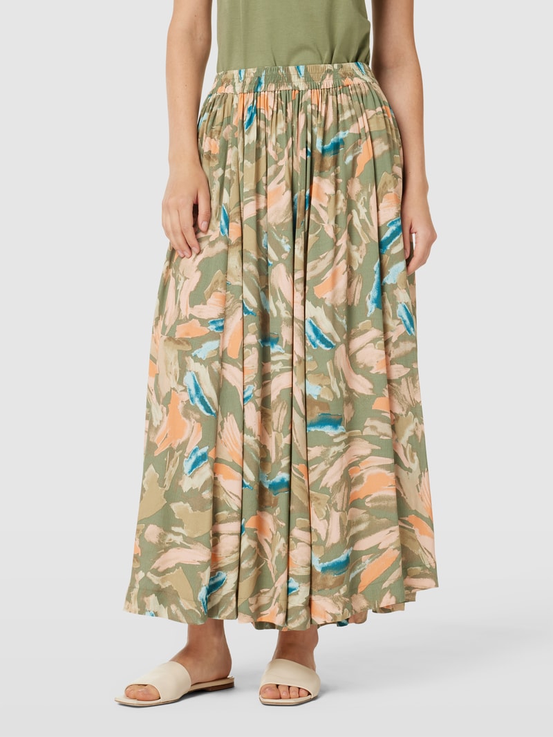 Midirock mit Allover-Print in khaki