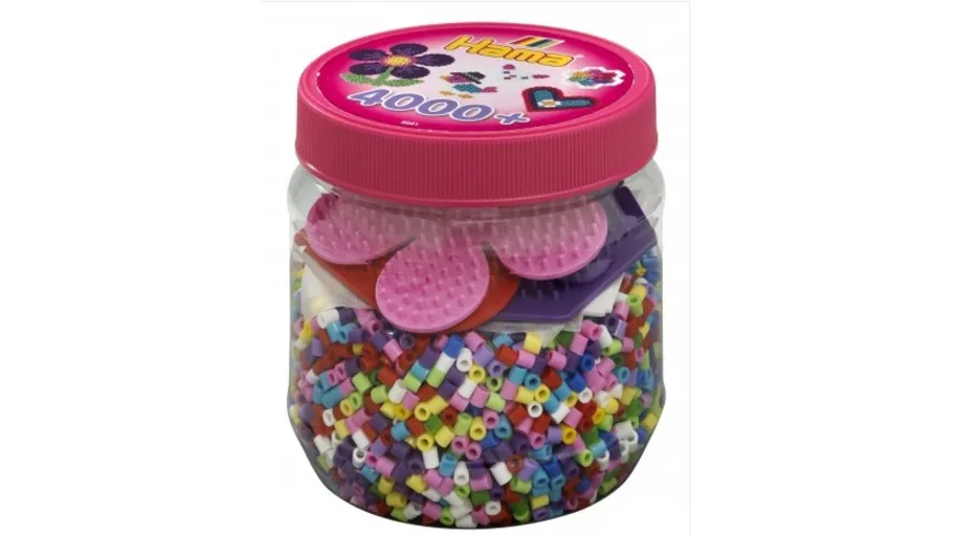 Hama - Dose mit 4000 Bügelperlen und drei Stiftplatten