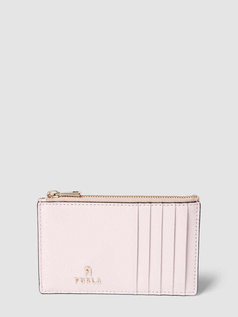 Portemonnaie aus Leder mit Label-Applikation Modell 'CAMELIA' in hellrosa
