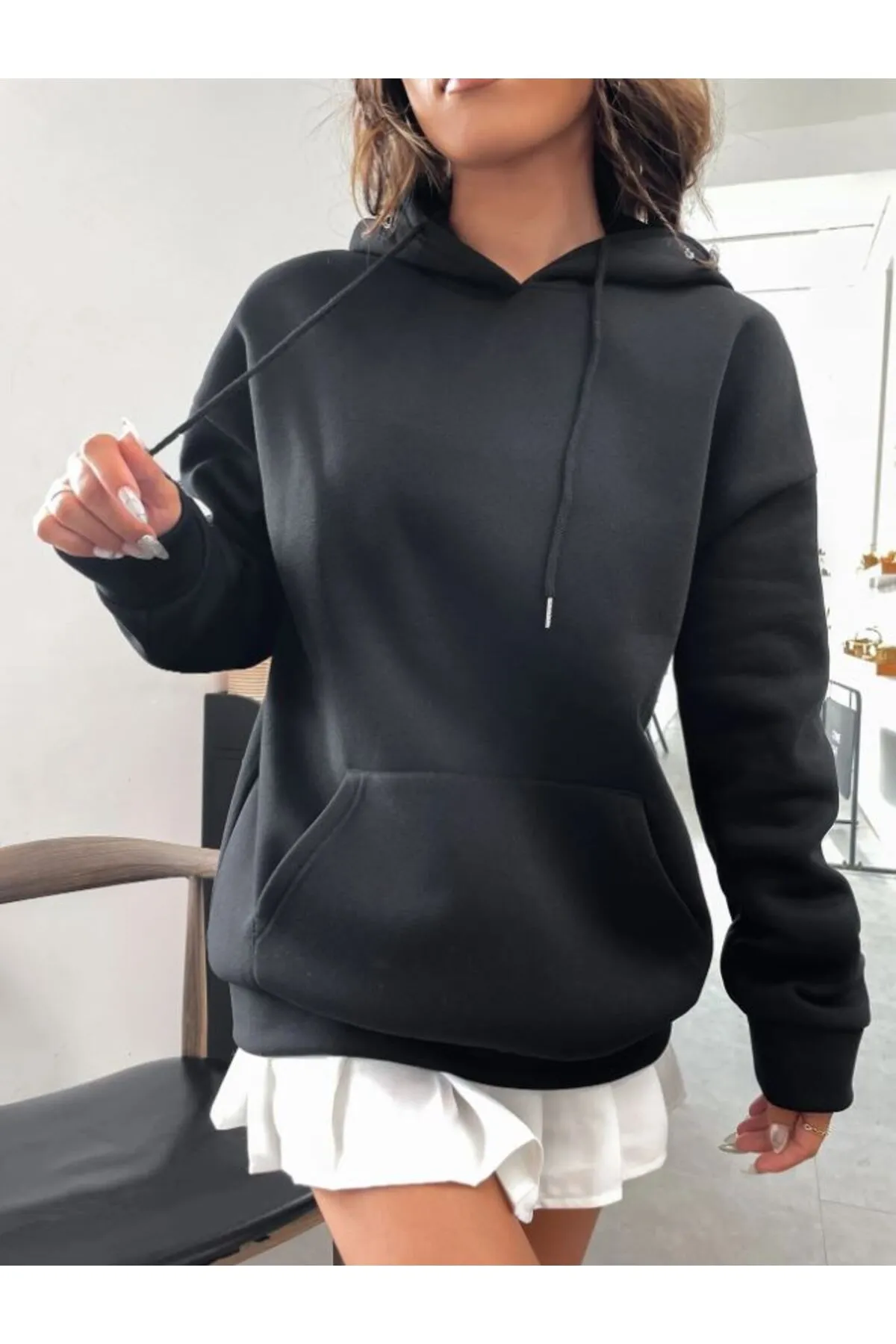 Know  Schwarzes Good Vibes 1997 bedrucktes Kapuzensweatshirt für Damen