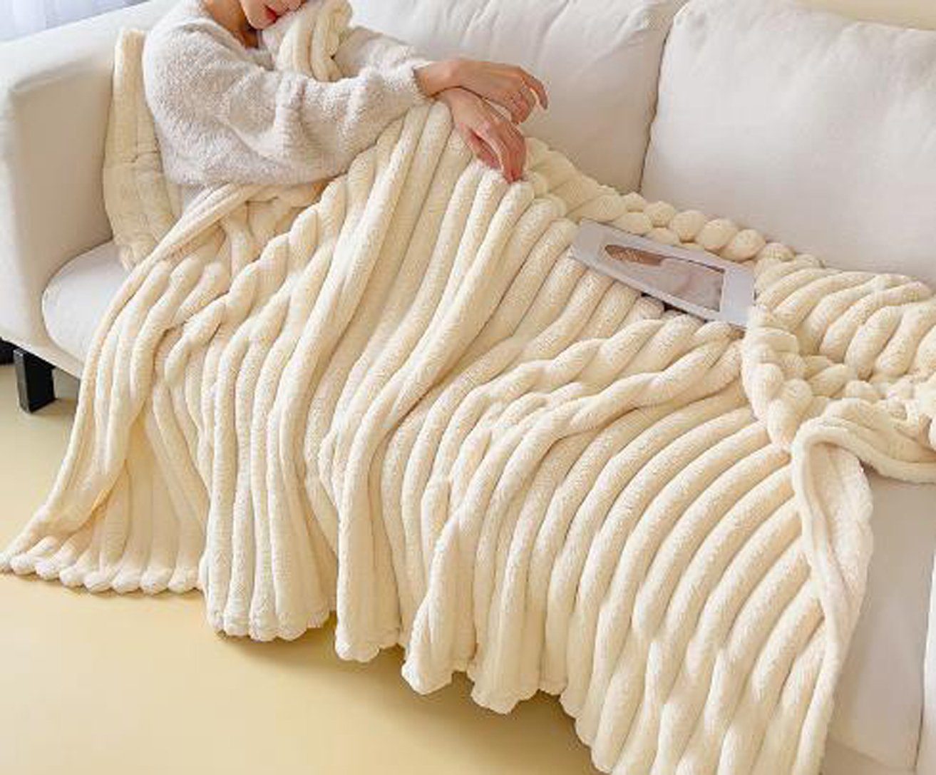 Wohndecke Warme Bettdecke aus Korallenfleece,Sofadecken,Bettlaken für den Winter, HOHEA H