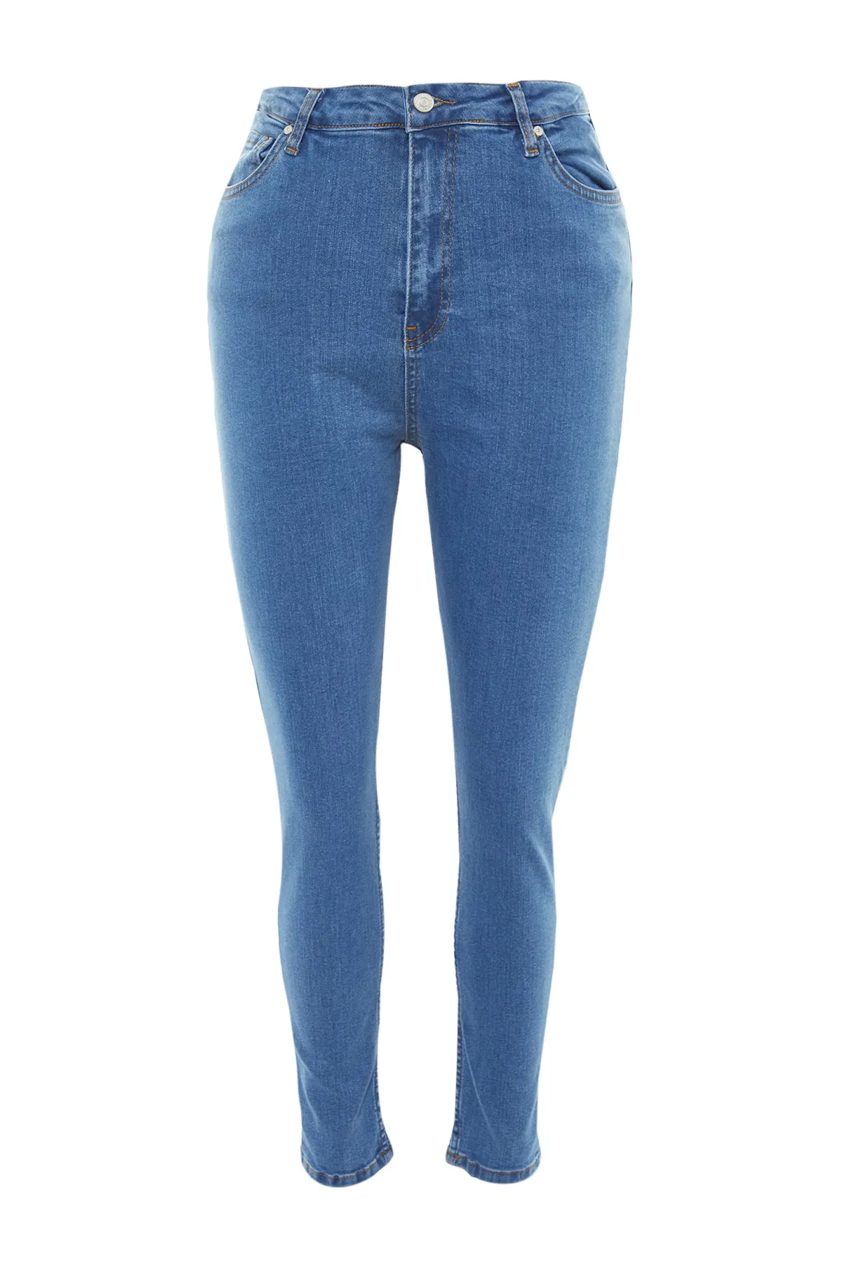 Trendyol Curve  Dunkelblaue Skinny Jeans mit hoher Taille TBBAW23CJ00012