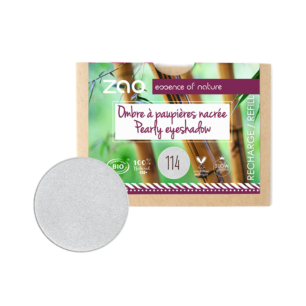 zao essence of nature Recharge Ombre à paupières nacrée 114 Argent ZAO Ombre à paupières certifiées bio, 100% naturel et vegan