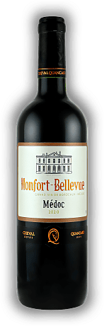 Monfort Bellevue, Medoc und Haut - Medoc, Cabernet Sauvignon, Merlot, Cabernet Franc, AOC, 2020, Bordeaux rouge  Monfort Bellevue, Medoc und Haut - Medoc, Cabernet Sauvignon, Merlot, Cabernet Franc, AOC, 2020, Bordeaux rouge  Die gelungene Mischung d