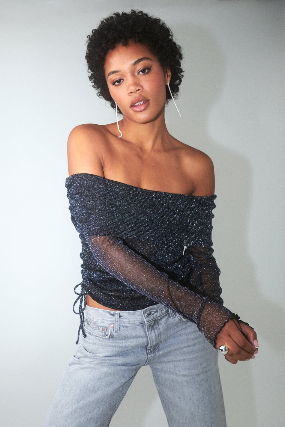 Glitter mesh top