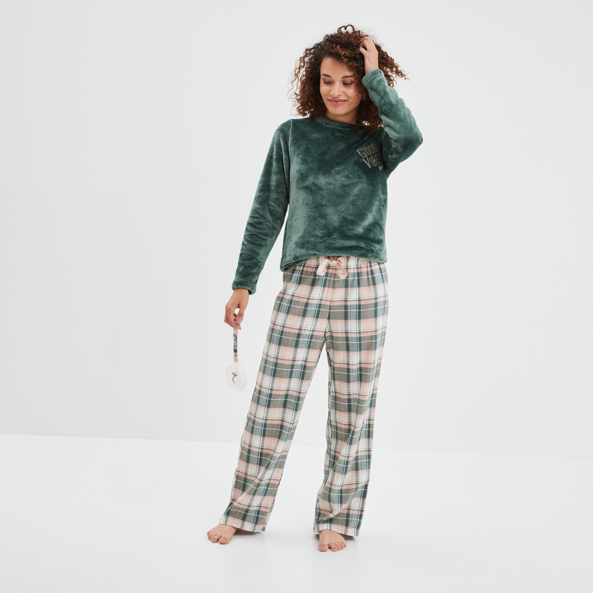 Ensemble pyjama 3 pièces rose femme | La Halle