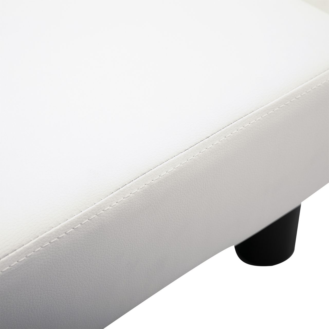 HOMCOM Fußhocker Beinstütze Sitzhocker Eingangbank Rückenfreier Hocker Bank Sitzbank Chesterfield aus Kunstleder Weiß 40 x 30 x 24 cm
