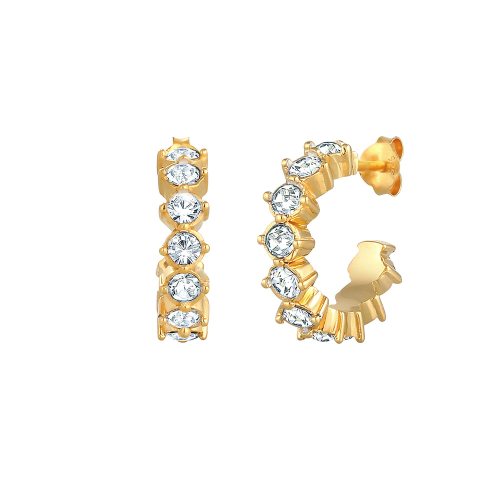 Elli Elli Boucles d'Oreilles Créoles Élégant avec des Cristaux  Boucles d'Oreille Femm Boucles d'oreilles