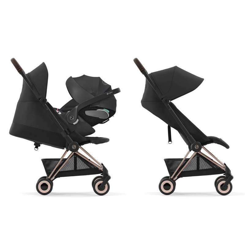 Poussette compacte Coya chassis noir assise Sepia Black Cybex