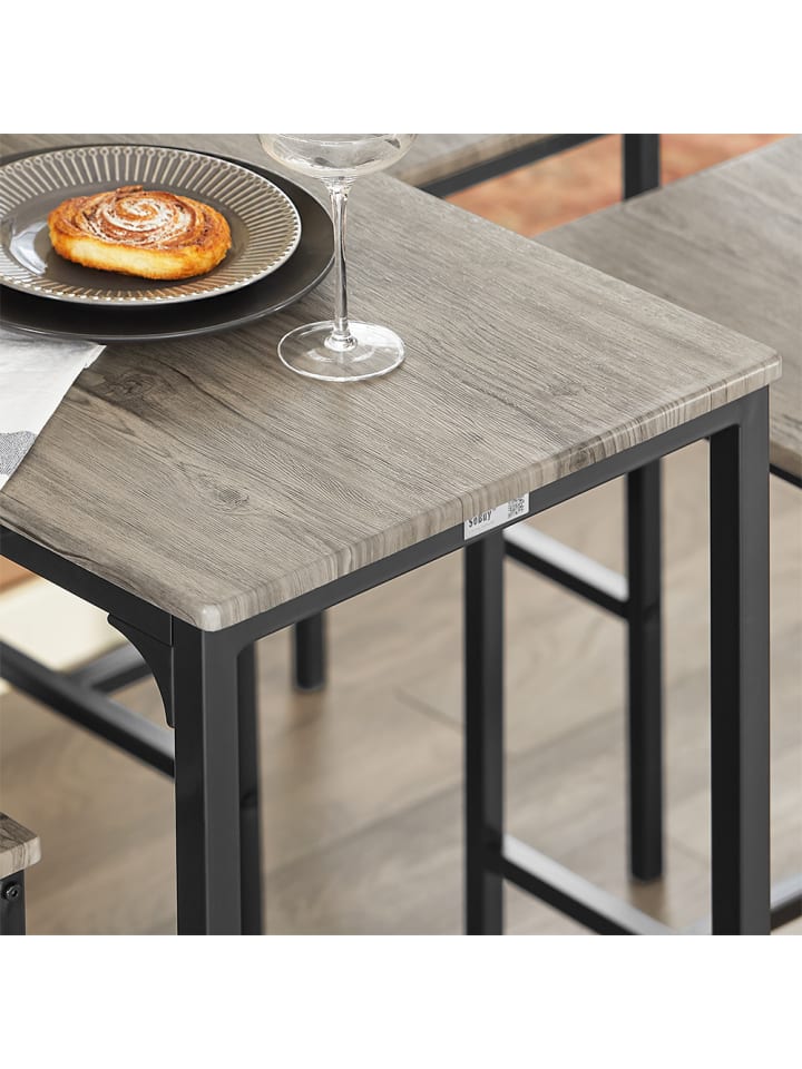 SoBuy Bartisch in Natur und Schwarz - Tisch(B)100 x (H)87 x (T)45cm/Hocker(B)39 x (H)95 x (T)41cm günstig kaufen onesize