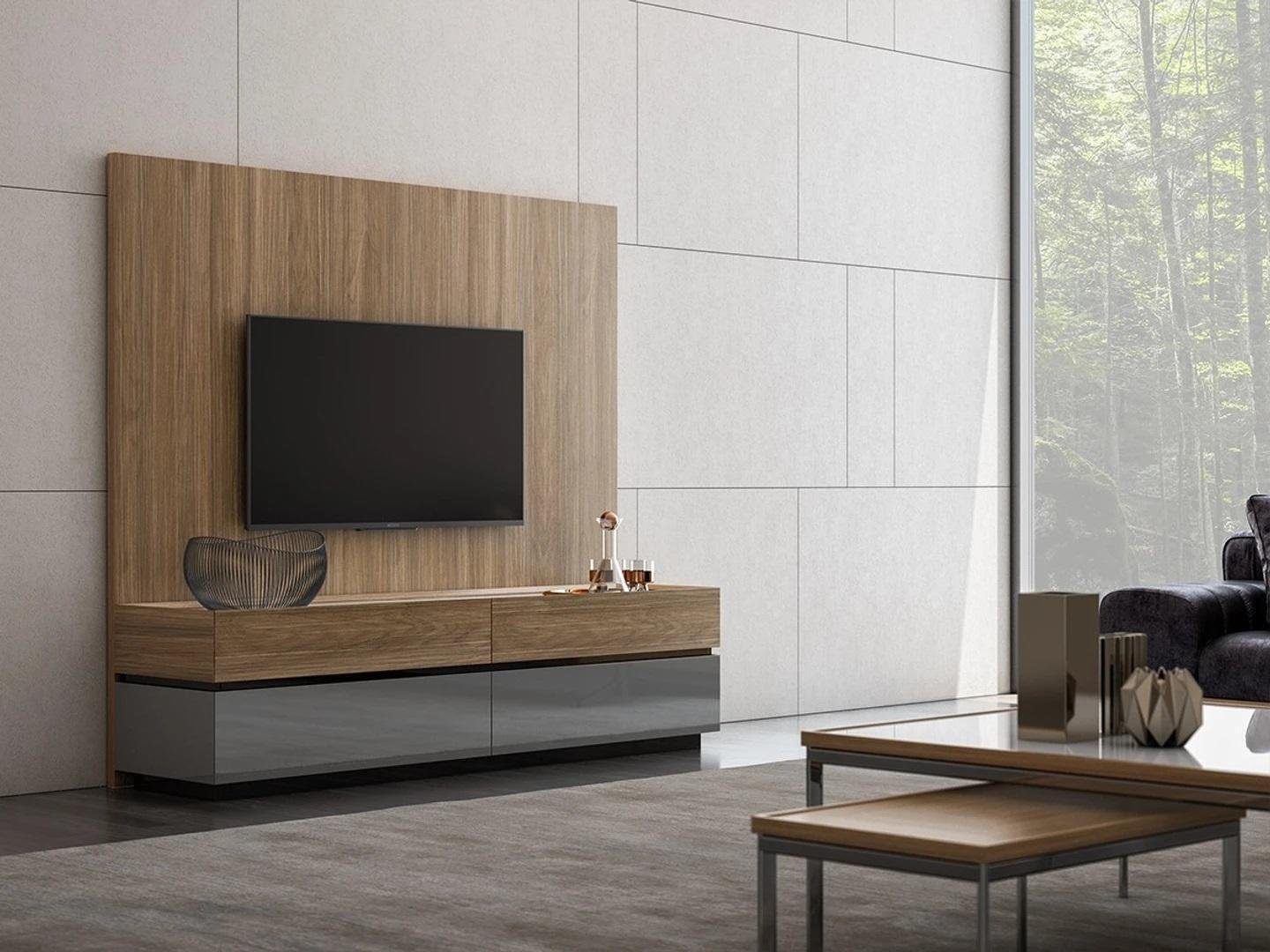 JVmoebel Wohnwand Wohnwand TV Wand Holz Stil Modern Wohnzimmer Möbel TV-Ständer, (1-St., 1x Wohnwand), Made in Europa