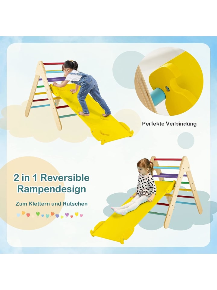 COSTWAY Kletterdreieck ab 1 Jahren in Gelb günstig kaufen 50 x 85 cm
