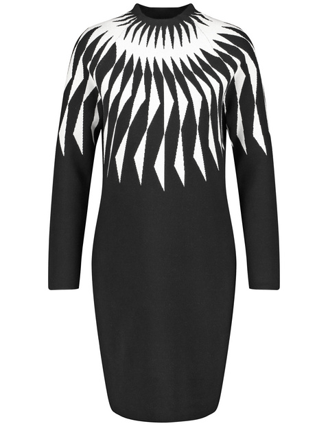 Kurzes Kleid mit Jacquard-Muster und Raglanarm