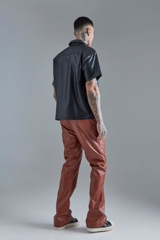 Tall Slim-Fit PU-Schlaghose