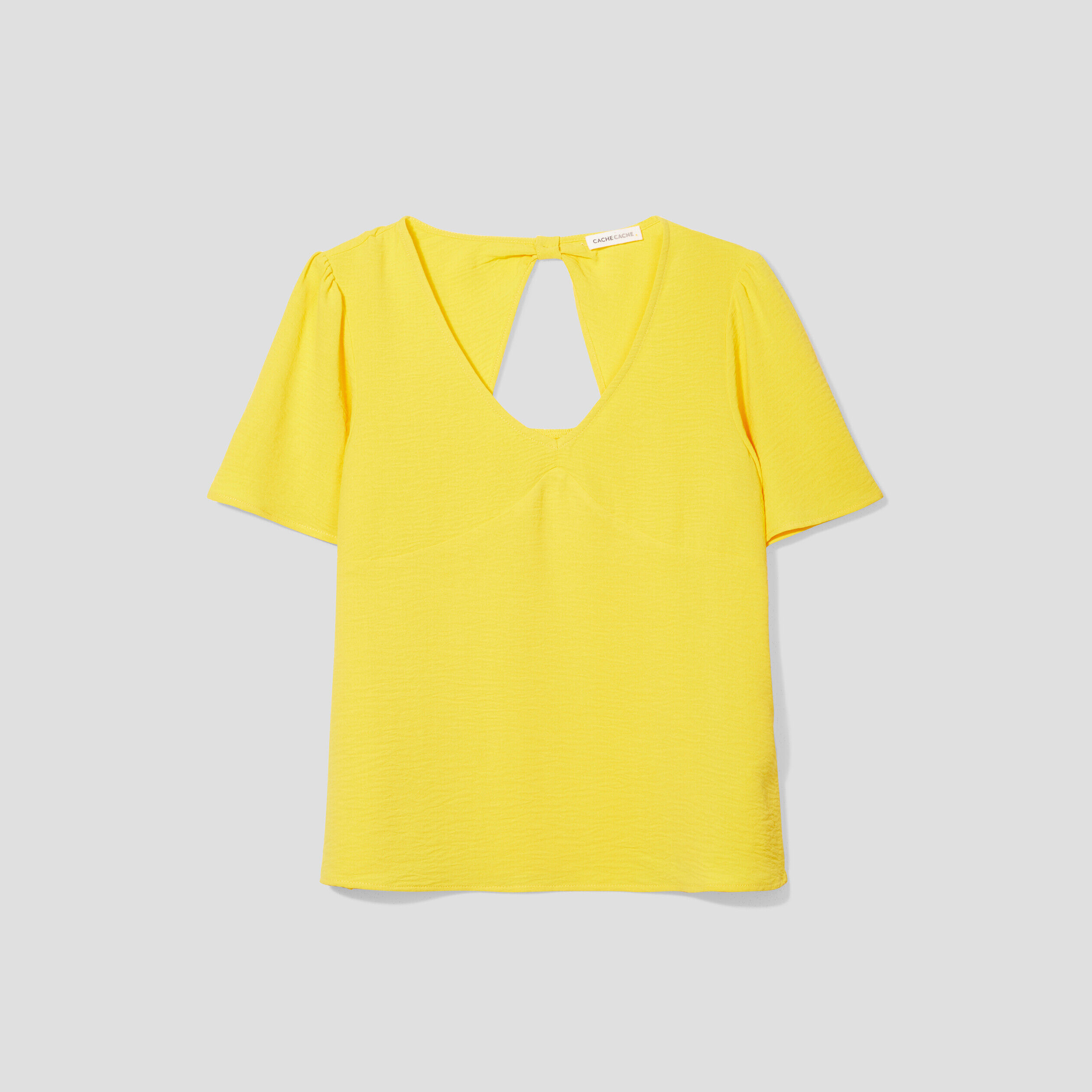 Blouse col en V dos ouvert jaune moutarde femme | Cache Cache