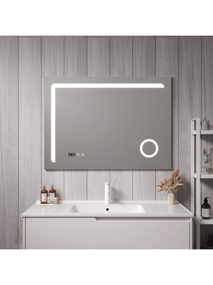 pro.tec LED-Badezimmerspiegel Chambave in Silber (H)70cm (B)100cm günstig kaufen onesize
