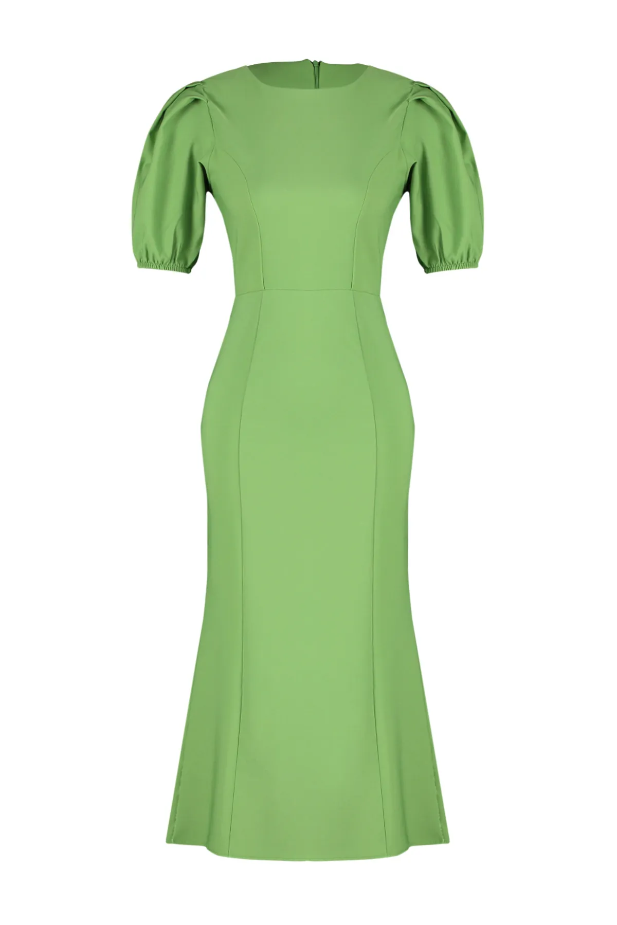 Trendyol Collection  Grünes Body-Wickel-Midikleid mit gewebten Ballonärmeln TWOSS24EL00502