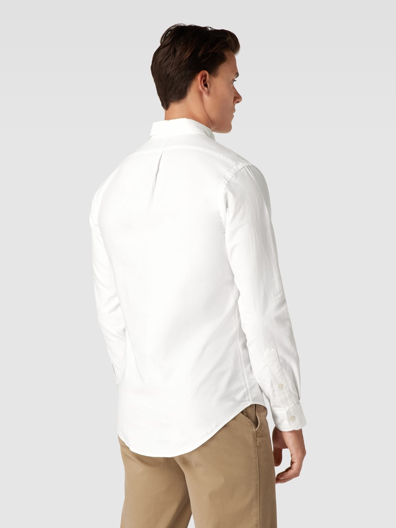 Slim Fit Freizeithemd mit Label-Stitching in weiß