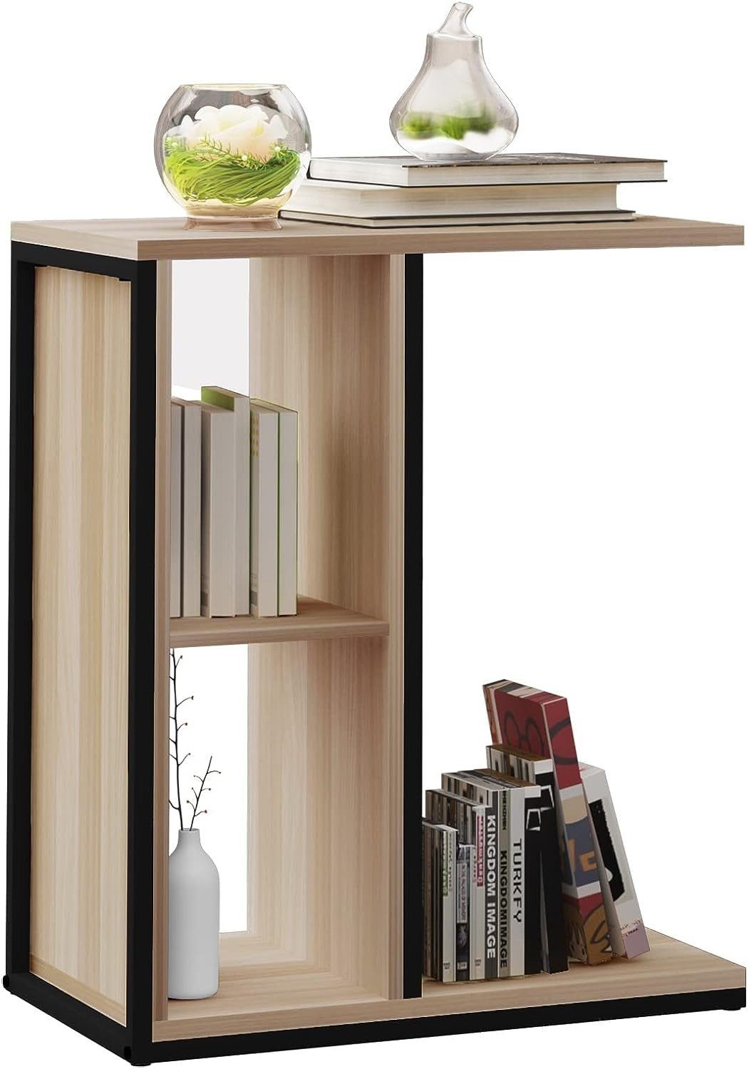 EUGAD Beistelltisch (1-St), mit Tischplatte, in C-Form aus Holz