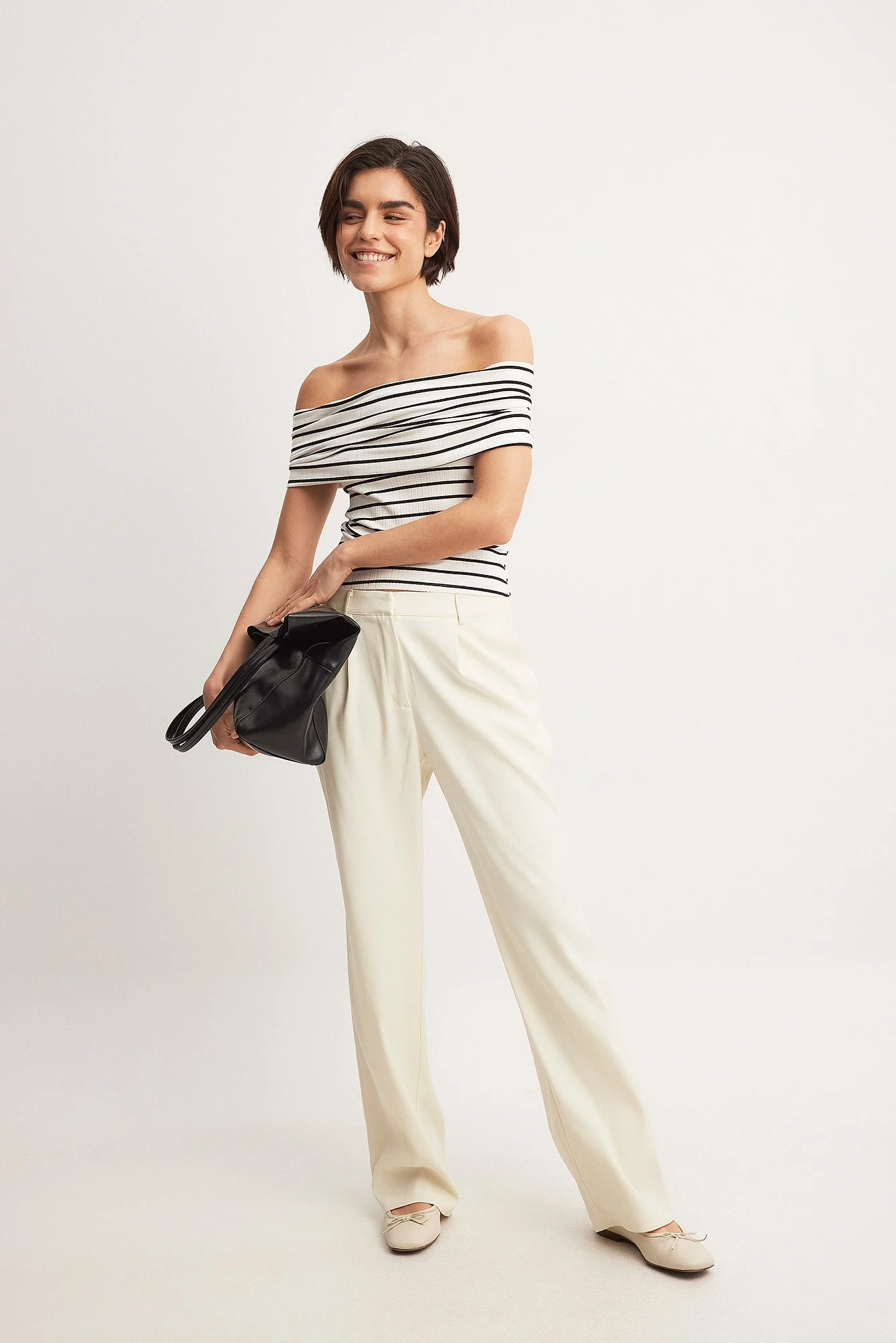 Geripptes Off-Shoulder-Top
