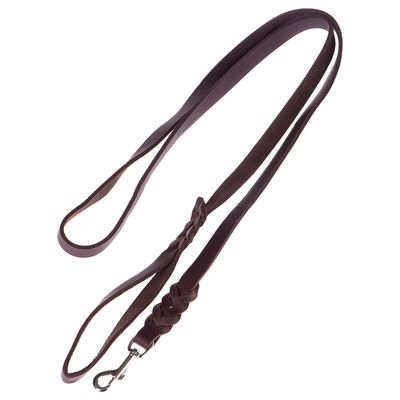 Heim Lederleine mit eingeflochtenem Karabiner, braun