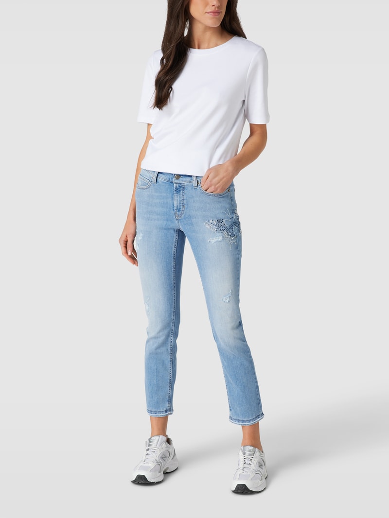 Skinny Fit Jeans im Destroyed-Look Modell 'PARIS' in blau