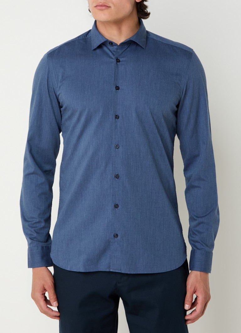Košile Olymp Level Five slim fit s melanžovým vzorem